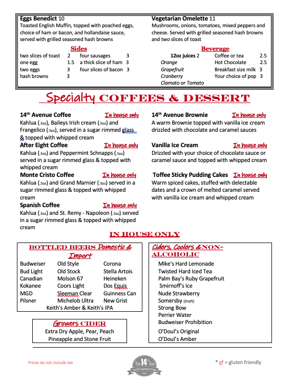 Menu Pub & Liquor Store In Mission